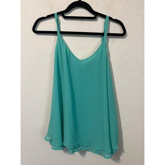 Torrid Sz 00 (US 10 M/L) Turquoise Camisole Top Flowy Blouse Double Layers - Picture 2 of 6